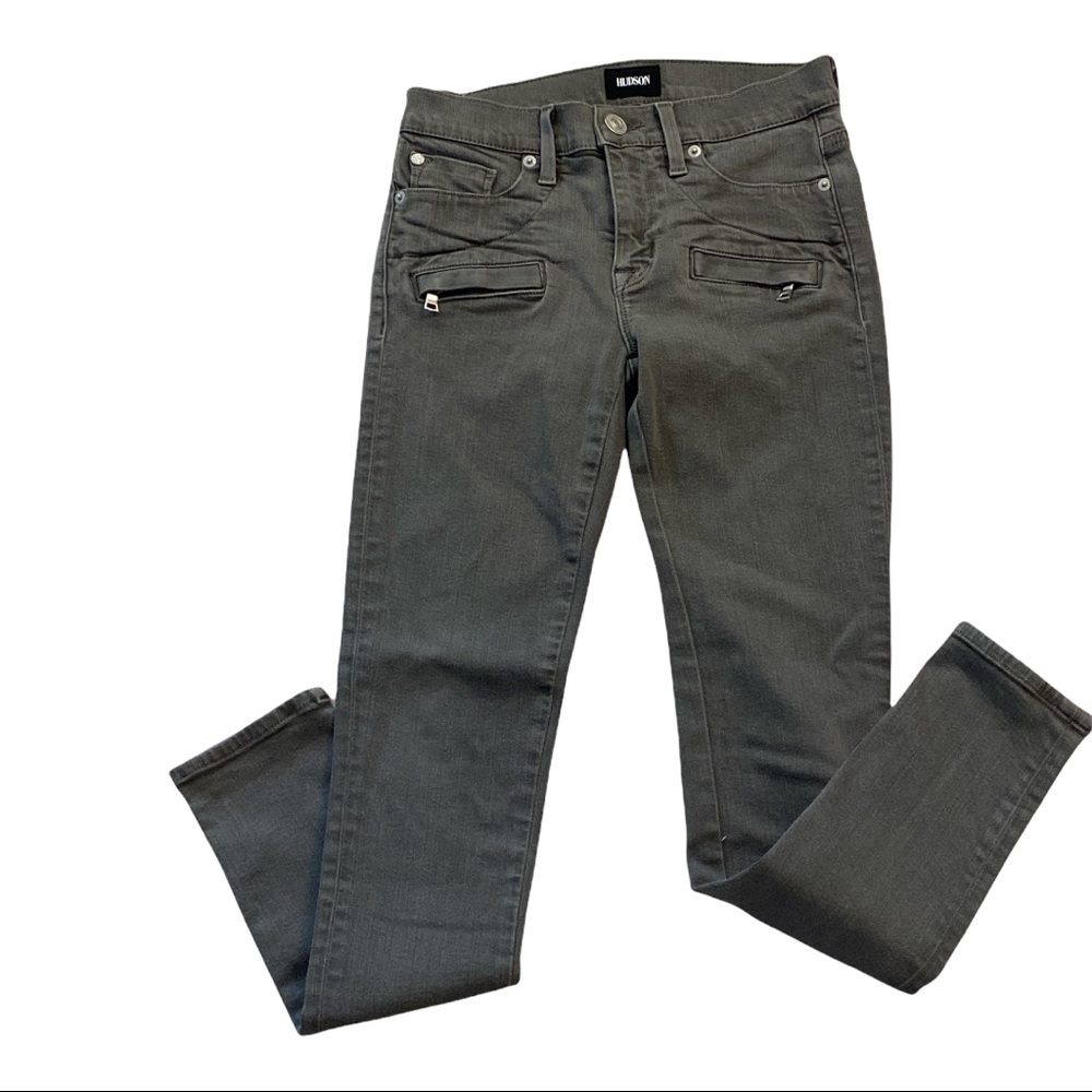 Hudson Zipper Pocket Jeans. Size 24. Army Green